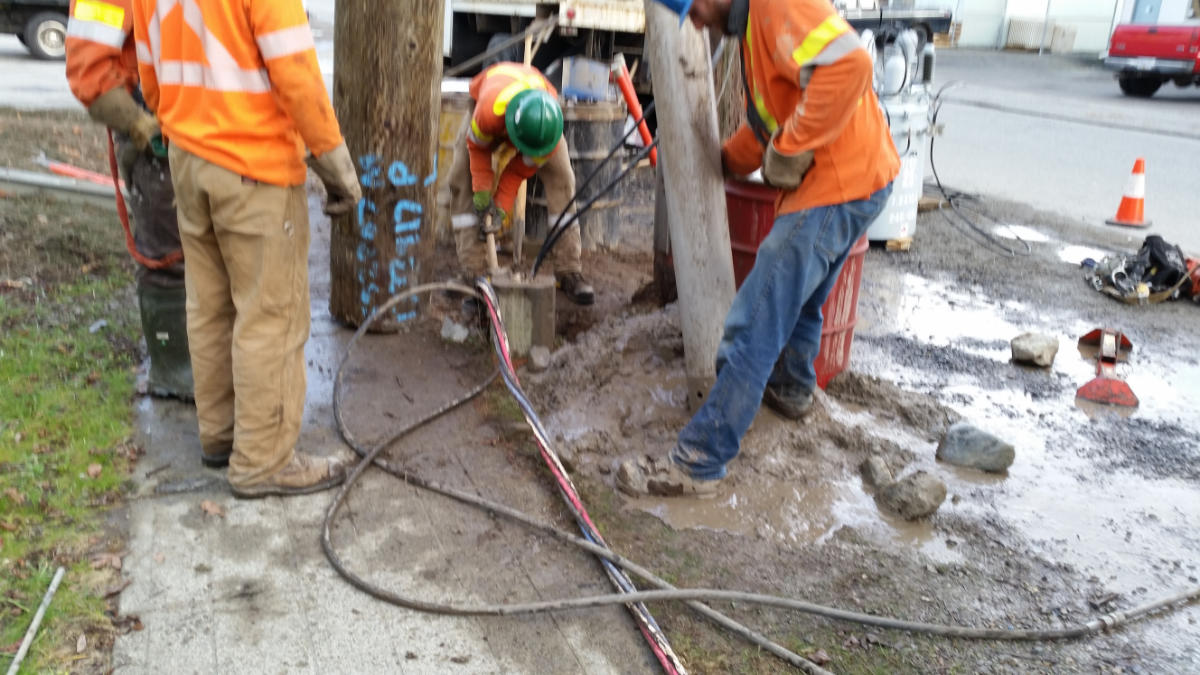 Pole holding operation in Vancouver, BC