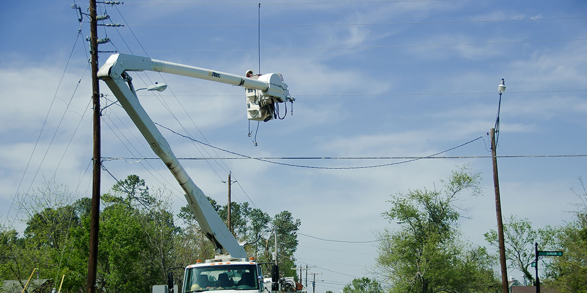 Metro Power Construction bucket truck and high-voltage crew